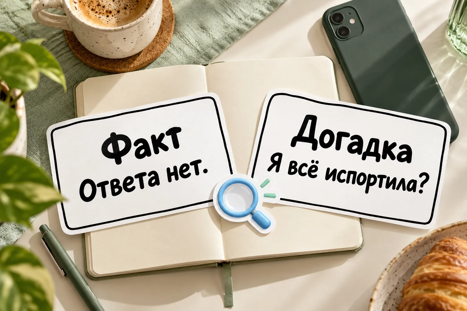 Отсутствие ответа — факт, а мысль «я всё испортила» остаётся догадкой